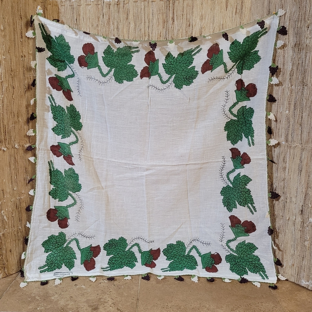 Tradital Turkish Oya Very Thin Headscarf, Handmade  crocheted Leaf Edge
